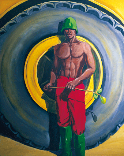 Trucker mit Zitrone, acrylic on canvas, 1998