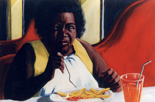 Teller Pommes, acrylic on canvas, 1999