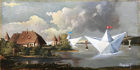 Flusslandschaft mit Papierbooten | River Landscape With Paper Boats