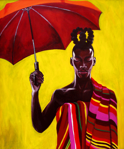 Dame mit Schirm, acrylic on canvas, 2003